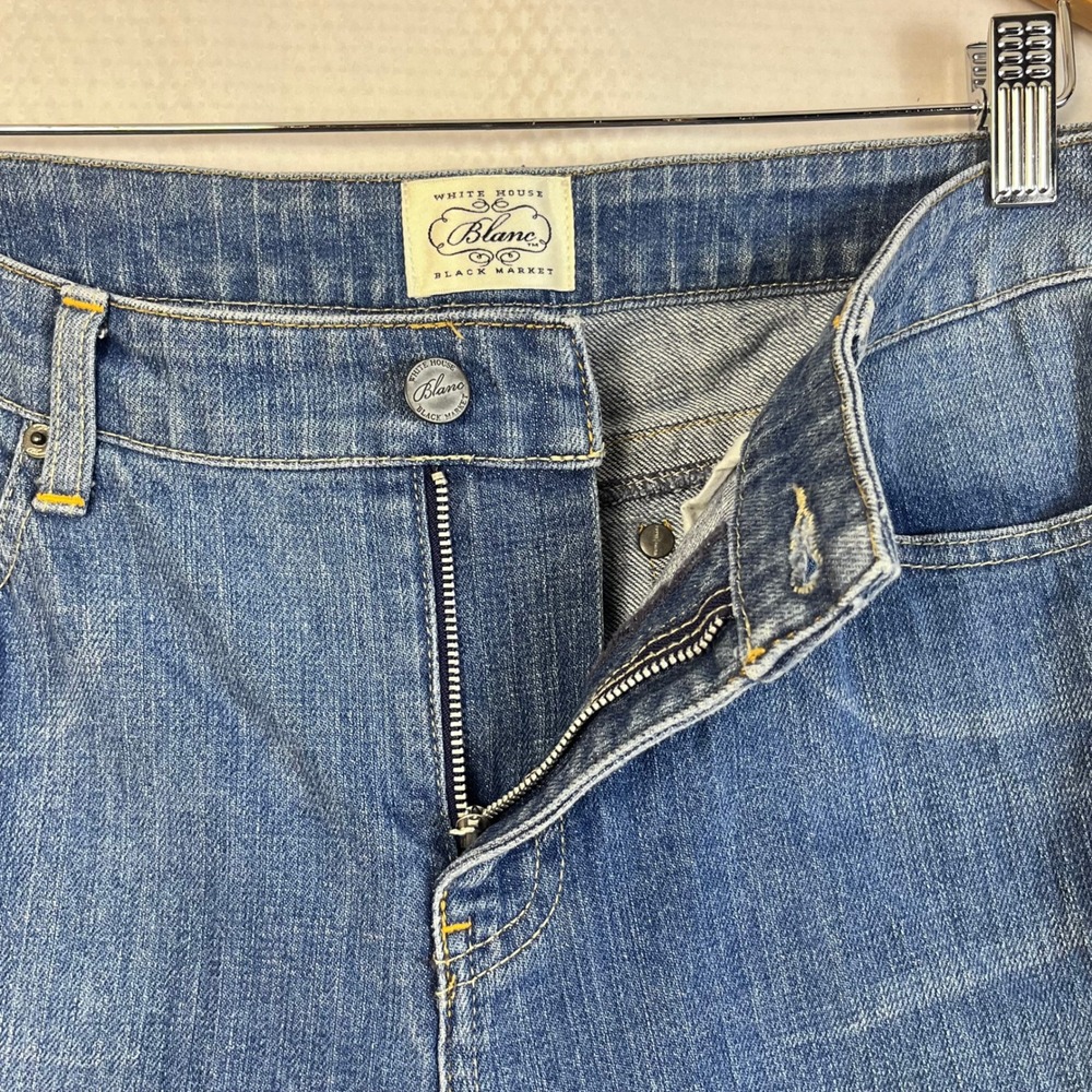 White House Black Market Denim Capri Jeans Embellished Pockets Size 10 (N724) - Picture 6 of 7